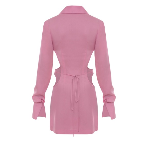 Lado Bokuchava fitted mini shirt dress with side cutouts and tie back detail. - Picture 4 of 9